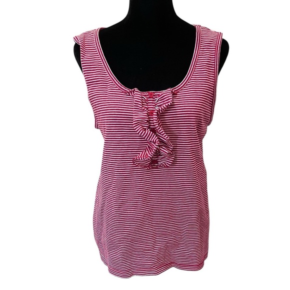 Y2K Karen Scott Red & White Striped Tank Top Mini Dress nautical retro 60s twee - Picture 1 of 9